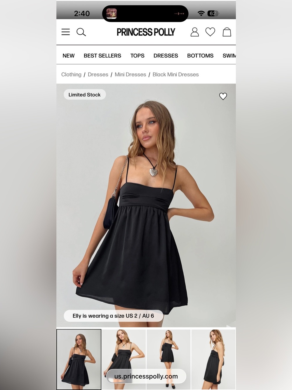 Princess Polly Black Mini Dress with Spaghetti Straps - Picture 4 of 5
